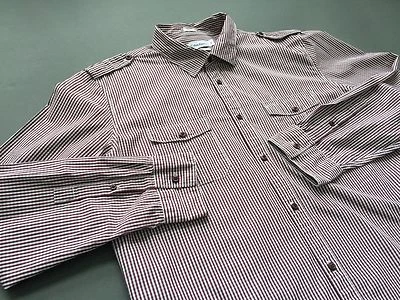 CAMISA CALVIN KLEIN Para Hombre XL 100% Algodón Manga Larga Botón Calce Ajustado Rojo Oscuro Foto 1 de 4