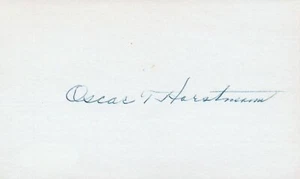 Oscar Horstmann 1917 St. Louis (Dec. 1977) Signed 3x5 Index Card with JSA COA - Picture 1 of 2