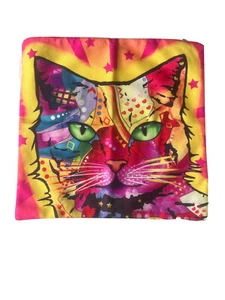 Groovy Cat 18" Pillow Cover  Bright Colors Watercolor Happy Cat Summer Heart - Picture 1 of 7