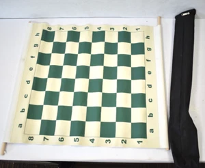 Rolled Out Forest Green Vinyl Chess Board 20" x 20" 2-1/4" Squares Canvas - Picture 1 of 6