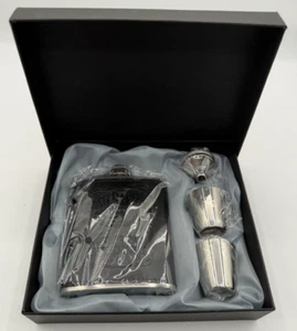Juego de caja de regalo de 7 oz frasco de cuero de whisky Tennessee de acero inoxidable - Imagen 1 de 8