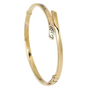 14 Karat Gold 3,80 mm gehämmert Bypass Armreif Armband - elegante strukturierte Oberfläche - Bild 1 von 10