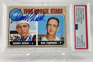 TARJETA DE NOVATO JOHNNY BENCH ""HOF 89"" FIRMADA 1968 TOPPS #247 RC PSA/ADN GEMA 10 AUTOMÁTICA - Imagen 1 de 2