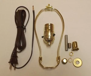 TABLE LAMP WIRING KIT WITH PUSH THRU SOCKET,10" HARP, BROWN CORD SET 30552P10JB - Picture 1 of 1
