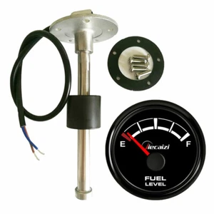 Black Fuel Level Gauge with 165MM Sender 0-30 ohms 9-32V for Car Marine Blue LED - Picture 1 of 8