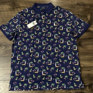 Polo Ralph Lauren klassische Passform tropischer Flamingo-Druck Strickhemd L $ 125 neu mit Etikett Herren - Bild 1 von 4
