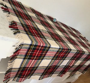 "Manta a cuadros de lana House of Scotland 65"" X 56"" roja crema amarilla" - Imagen 1 de 5