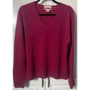 Maglione donna Fiona 2 strati in cashmere maglione magenta scollo a V taglia XL - Foto 1 di 5