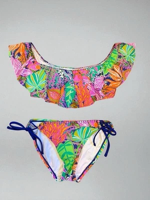 Top de bikini Trina Turk Tropical Escape floral con hombros descubiertos talla 8 e inferior 6 nuevo con etiquetas Foto 1 de 4