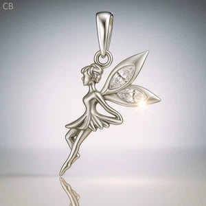 Fairy Tinkerbell Pixie Pendant for Charm Bracelets - 925 Sterling Silver - Picture 1 of 4