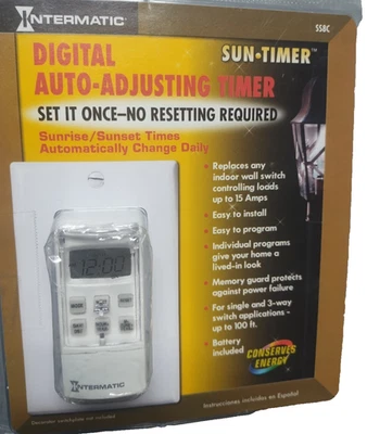 Temporizador de sol digital de ajuste automático Intermatic SS8C. Programable. Nuevo, precintado Foto 1 de 4