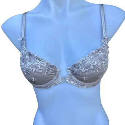 Felina Taupe Lace Demi Underwire Bra Front Closure  Size 36A - Image 1 of 4