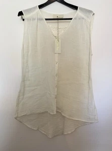 Love Sam Women’s L Button Up Ivory Blouse Lace Crochet Back NWT Retail $152 - Picture 1 of 9