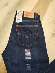 Levi's 505 Regular Fit Straight Leg Jeans Boys 16 Slim 26x28 Blue Dark Wash - Picture 1 of 9