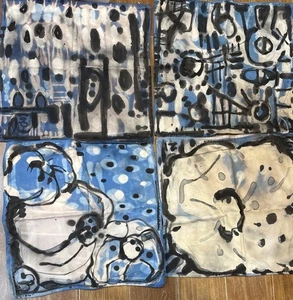 Ikea Gurli Kissenbezüge blau 20" x 20" Neu 4er Set handbemalt - Bild 1 von 6