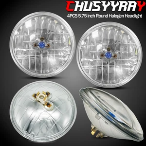 4Pcs 5.75" Round Glass Headlight Housing Hi/Low Beam For H4 LED HID Halogen Bulb - Picture 1 of 10