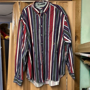 Camisa Tommy Hilfiger De Colección Para Hombres XLarge Rojo Rayas Cresta Logo Bolsillo Abotonada - Imagen 1 de 5