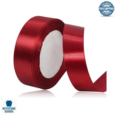 Luxurious Burgundy Satin Ribbon - 1" x 25 Yards for Weddings & Celebrations - Image 1 of 4