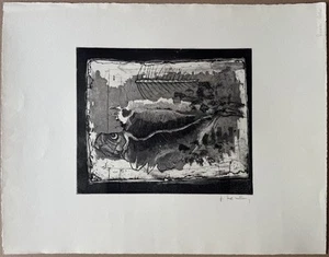 Peter Loeding, pesce, acquaforte, autografato - Foto 1 di 1