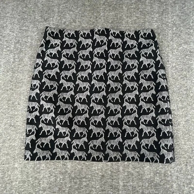 Minifalda lápiz para mujer J.Crew talla 2 negra plateada jacquard estampado cebra E3693 Foto 1 de 4