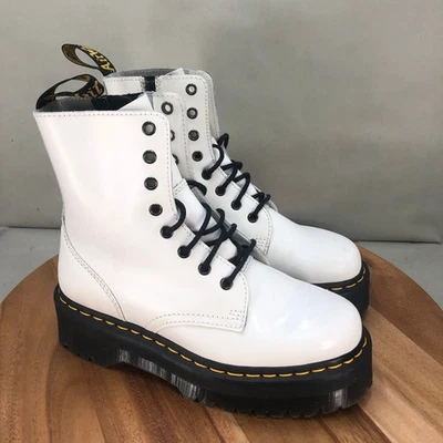 Botas de plataforma Dr Martens Jadon de cuero blanco para mujer talla 8 apiladas de combate Foto 1 de 4