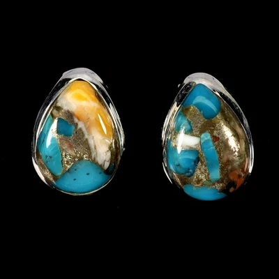 Black Friday 925 Sterling Silver Earrings Oval Kingman Turquoise 10x7mm Jewelry - Image 1 of 4