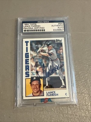 Lance Parrish Detroit Tigers 1984 Topps autographed baseball card PSA/DNA - Image 1 of 4