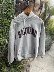 Vintage Harvard Hoodie Sweatshirt Men’s Large Gray USA Made The Cotton Exchange - Picture 1 of 9