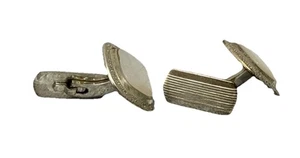 G02 Manschettenknöpfe Silber 835 Punzierung Vintage Sammler Rechteckig Gerillt - Picture 1 of 12