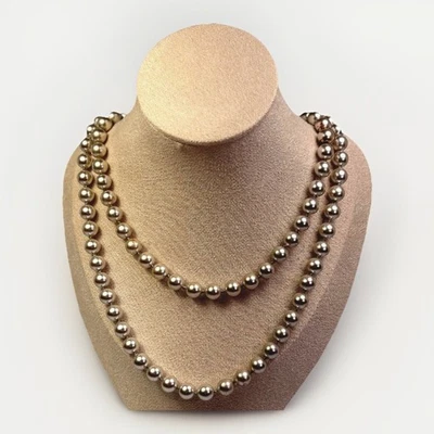 Colar longo Monet vintage prata tom pérola falsa 28" assinado - Imagem 1 de 4