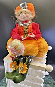 NEW! Fall Autum Elf Shelf Sitter Posable Decor Pumpkin Nicole Miller Home #2 - Picture 1 of 14