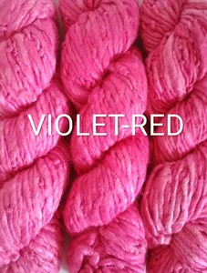 1 Qualität Violett-Rot Farbe Recycelt Weiche Seide Sari Stricken Gewebt Garn 5 Knäuel. - Bild 1 von 2