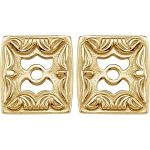 Earring Jackets Square in 10K 14K 18K Yellow White Gold or Continuum - Picture 1 of 4