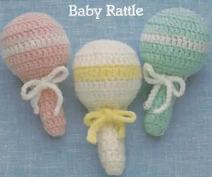 Baby Rattle (4") & Apple Sachet (2-1/4") - Crochet Pattern ONLY - Picture 1 of 4