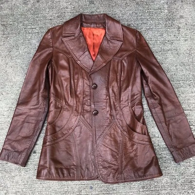 CHAQUETA DE CUERO VINTAGE AÑOS 70 EAST WEST INSTRUMENTOS MUSICALES Blazer Disco Foto 1 de 4