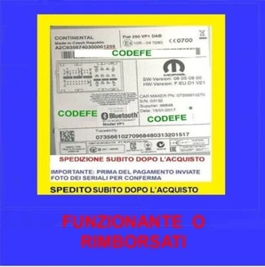 FUNKENTRIEGELUNGSCODE FIAT ALFA LANCIA JEEP VP1 VP2 RADIO CONTINENTAL - Bild 1 von 1
