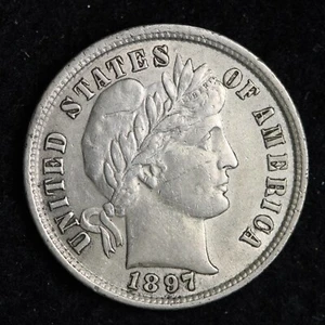 1897 Barber Silver Dime CHOICE AU+ E200 QNL - Picture 1 of 2