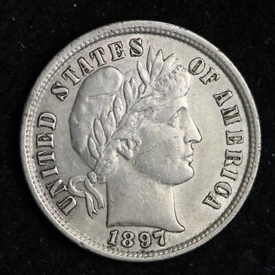 1897 Barber Silver Dime CHOICE AU+ E200 QNL - Image 1 of 2
