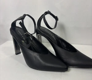 Charles & Keith Mujer Tacones Negro Correa al Tobillo Tirantes Alto Talla 36 EE. UU. 5,5-6 USADO EN EXCELENTE ESTADO - Imagen 1 de 8