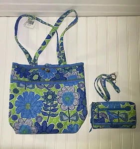 Vera Bradley Doodle Daisy Tragetasche mit Geldbörse Neu mit Etikett - Bild 1 von 8