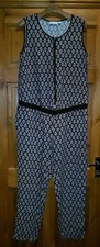 JO JO MAMAN BEBE MATERNITY NURSING BLACK WHITE PATTERNED JUMPSUIT MEDIUM