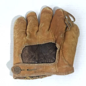 Vintage Hutch Junior Model #14 Horsehide Leather Mitt Glove Split Fingers - Picture 1 of 6