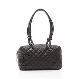 CHANEL Cambon line bowling Shoulder Bag A25171 Patent leather Brown Used SHW - Picture 1 of 12