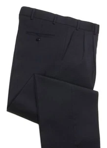 Musterverkauf Neu Wolle Polyester Mischung, Herren Anzughose - 2 Falten - Marineblau, 34 - Bild 1 von 1