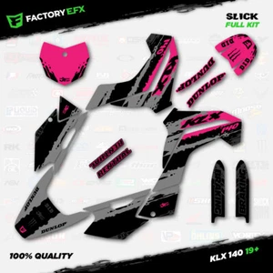 Gray & Pink Slick Racing Graphics Kit fits 19-24 Kawasaki KLX140 KLX 140 Decal - Picture 1 of 2