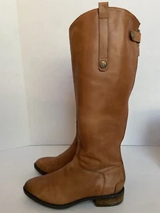Sam Edelman Penny Damen Lederreitstiefel braun hoher Reißverschluss Größe 8,5 M kniehoch - Bild 1 von 9
