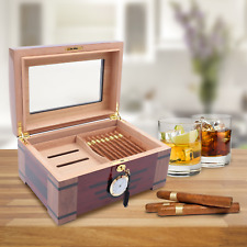 2 Layers Cigar Humidor Cedar Wood Piano Lacquer Desktop 100 Cigars Holder Box 