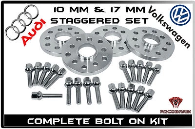  Audi A3 A4 A5 A6 VolksWagen Jetta GTI Staggered 10 MM & 17 MM Wheel Spacers - Image 1 of 4