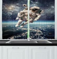 Space Science Kitchen Curtains 2 Panel Set Window Drapes 55" X 39"