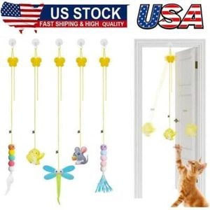 Interactive Cat Feather Toys 5Pcs,Cat Teaser Retractable,Hanging Cat Toys Indoor - Picture 1 of 7